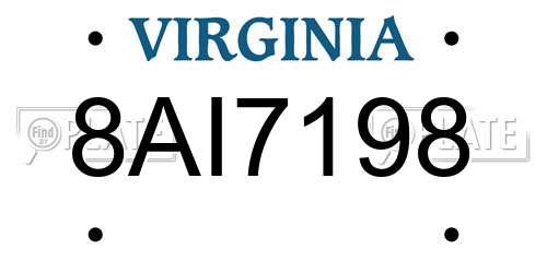 8AI7198 Virginia License Plate