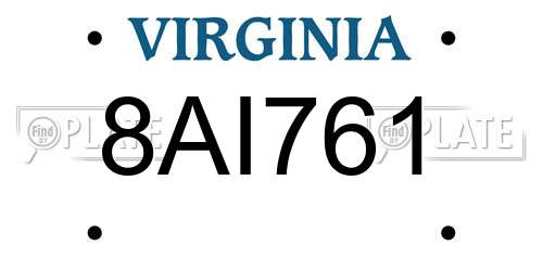 8AI761 Virginia License Plate
