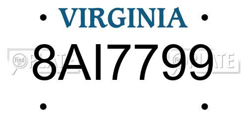 8AI7799 Virginia License Plate