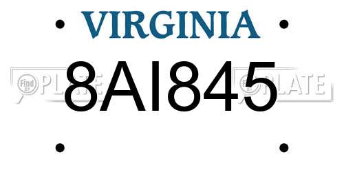 8AI845 Virginia License Plate