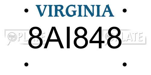 8AI848 Virginia License Plate
