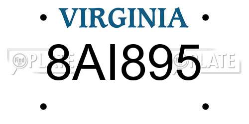 8AI895 Virginia License Plate