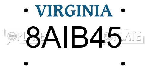 8AIB45 Virginia License Plate