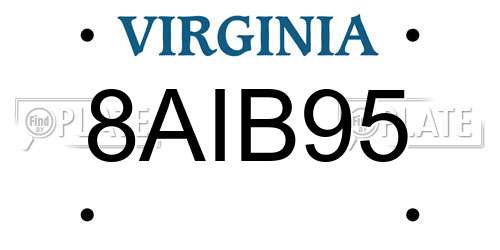 8AIB95 Virginia License Plate