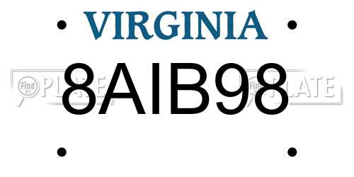 8AIB98 Virginia License Plate