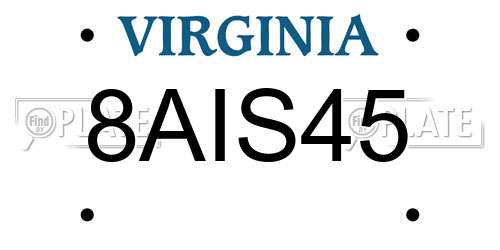 8AIS45 Virginia License Plate