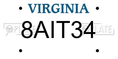 8AIT34 Virginia License Plate
