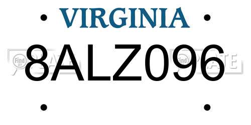 8ALZ096 Virginia License Plate