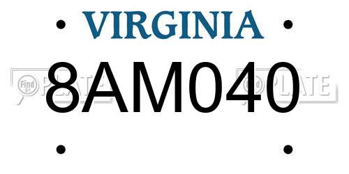 8AM040 Virginia License Plate