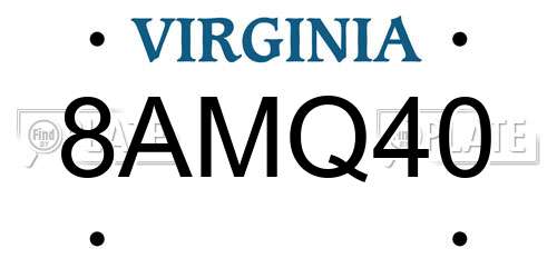 8AMQ40 Virginia License Plate