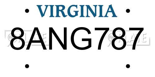 8ANG787 Virginia License Plate