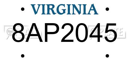 8AP2045 Virginia License Plate