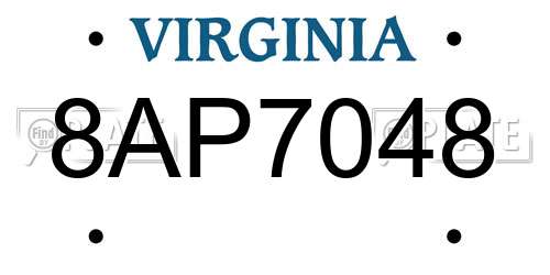 8AP7048 Virginia License Plate