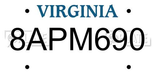 8APM690 Virginia License Plate