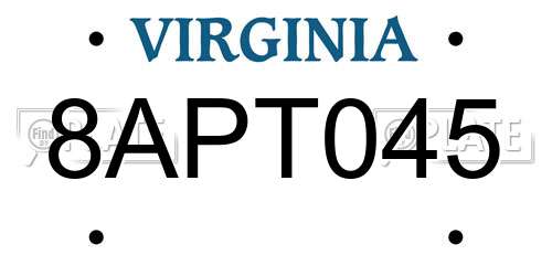 8APT045 Virginia License Plate
