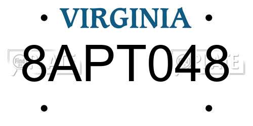 8APT048 Virginia License Plate