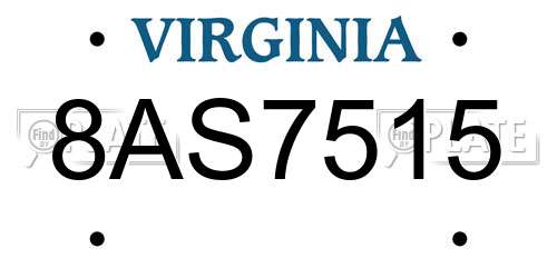 8AS7515 Virginia License Plate