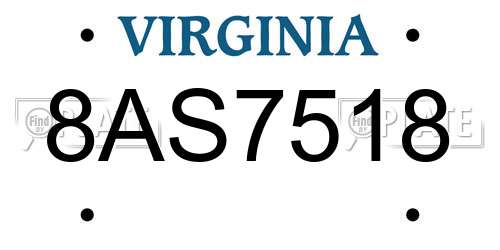 8AS7518 Virginia License Plate