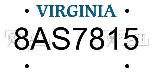 8AS7815 Virginia License Plate