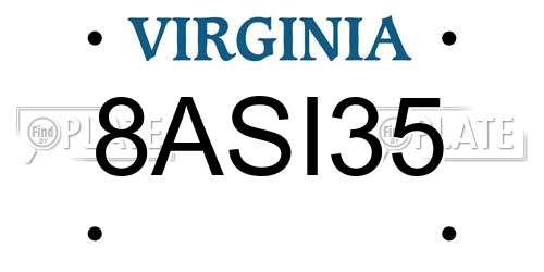 8ASI35 Virginia License Plate