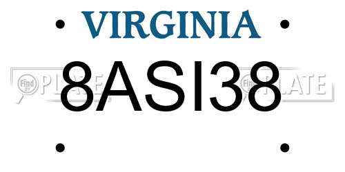 8ASI38 Virginia License Plate