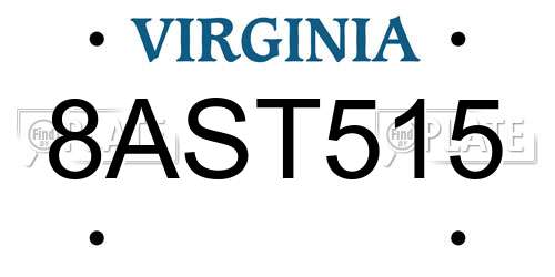 8AST515 Virginia License Plate