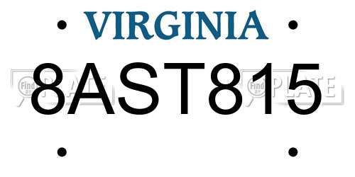 8AST815 Virginia License Plate
