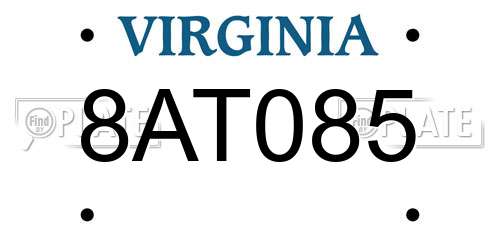 8AT085 Virginia License Plate