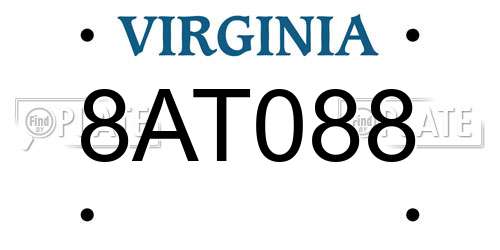 8AT088 Virginia License Plate