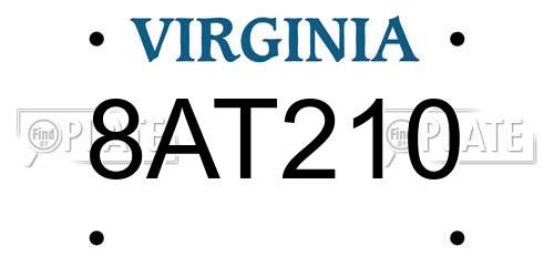8AT210 Virginia License Plate