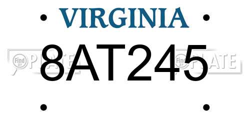 8AT245 Virginia License Plate