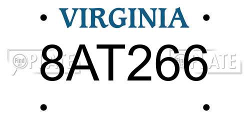 8AT266 Virginia License Plate