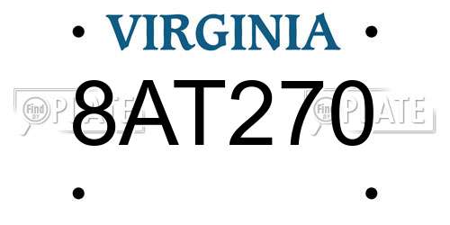 8AT270 Virginia License Plate