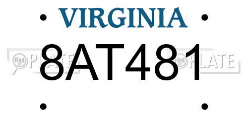 8AT481 Virginia License Plate