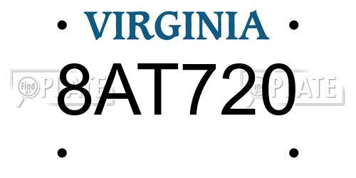 8AT720 Virginia License Plate