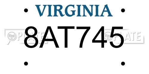 8AT745 Virginia License Plate