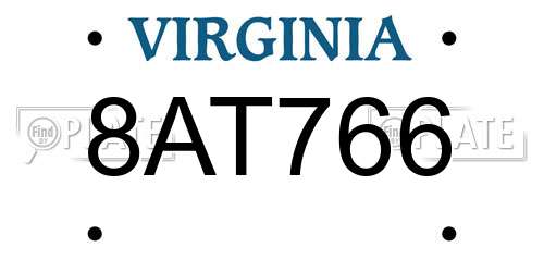 8AT766 Virginia License Plate
