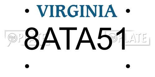 8ATA51 Virginia License Plate