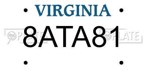 8ATA81 Virginia License Plate