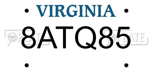 8ATQ85 Virginia License Plate