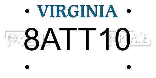 8ATT10 Virginia License Plate