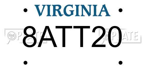 8ATT20 Virginia License Plate