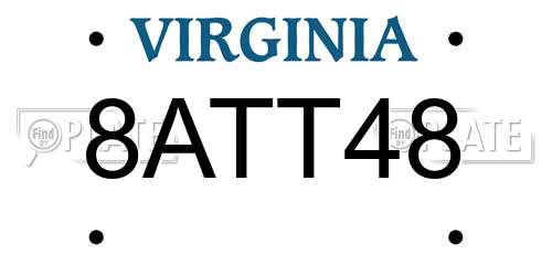 8ATT48 Virginia License Plate