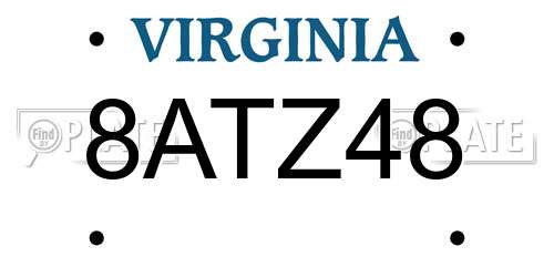 8ATZ48 Virginia License Plate
