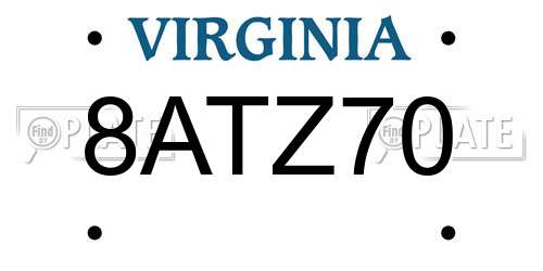 8ATZ70 Virginia License Plate