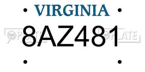 8AZ481 Virginia License Plate