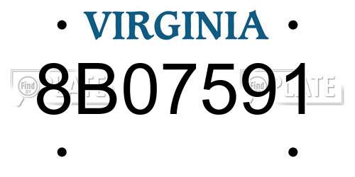 8B07591 Virginia License Plate