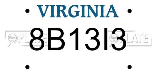8B13I3 Virginia License Plate