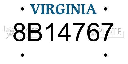 8B14767 Virginia License Plate