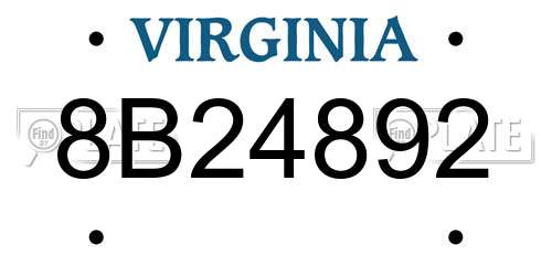 8B24892 Virginia License Plate